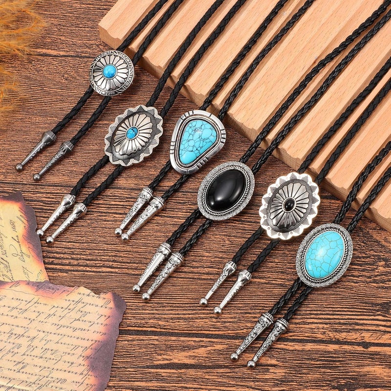 Sansths Bolo Tie for Men Cowboy Tie Native American Retro Western Necklace Cowboy Cowgirl Accessories for Men Women - Image 5